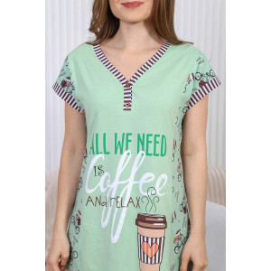 Сорочка женская "Кофе брейк-1" кулирка (р-ры: 42-52) зеленый