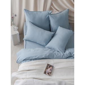 Постельное белье MOYЁ Home перкаль "вареный" хлопок "Light blue"