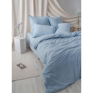 Постельное белье MOYЁ Home перкаль "вареный" хлопок "Light blue"