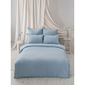 Постельное белье MOYЁ Home перкаль "вареный" хлопок "Light blue"