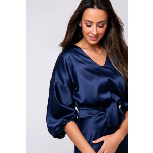 Платье женское №286DNV атлас (р-ры: 42-52) тёмно-синий