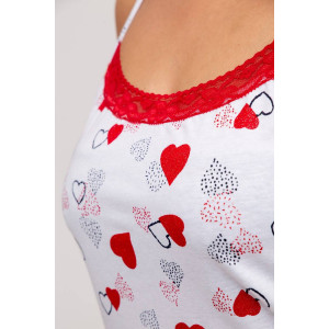 Пижама женская №1476/20 кулирка (р-ры: 42-62) красные сердечки на белом