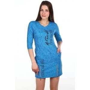 Платье №1083 футер 2-х нитка (р-ры: 44-54) синий