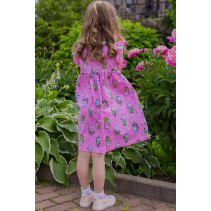 Платье детское "Веселые кактусы" кулирка (р-ры: 98-128) розовый