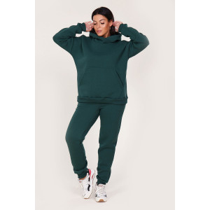 Костюм двойка женский 399 "XXI" футер 3-х нитка с начесом (р-ры: 46-56) изумрудный