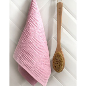 Полотенце кухонное вафельное 112 розовая пастель