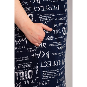 Платье женское К-347 "Перфект" кулирка (р-ры: 48-62) темно-синий надписи