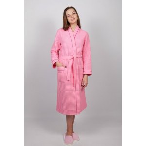 Халат женский вафельный кимоно "Анжелика" (р-ры: 48-52) розовый