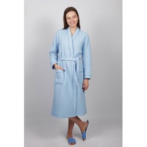 Халат женский вафельный кимоно "Анжелика" (р-ры: 48-52) голубой