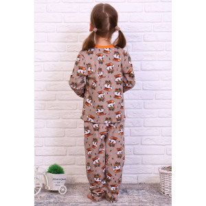 Пижама детская "Мурка" футер с начесом (р-ры: 92-134) какао