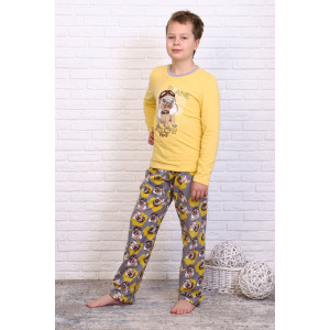 Пижама детская "Мечта 2" футер с начесом (р-ры: 116-152) желтый