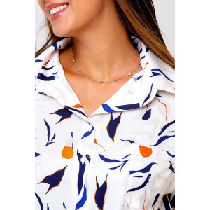 Рубашка женская №285WHT вискоза (р-ры: 42-52) белый с цветами