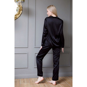 Пижама женская №300BLK атласный шёлк (р-ры: 42-52) чёрный