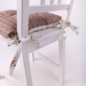 Сидушка на стул с завязками двухсторонняя "Радушная хозяйка" рогожка "Колоски"